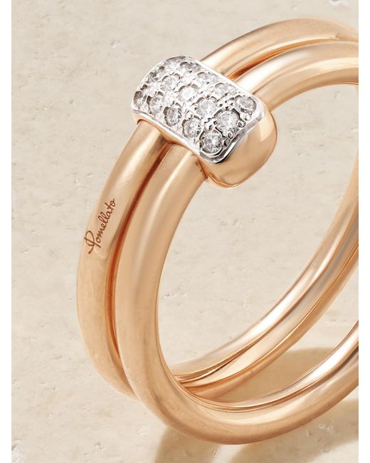 Bague En Or Rose 18 Carats (750/1000) Plaqué Rhodium Et Diamants Together Pomellato en coloris Natural