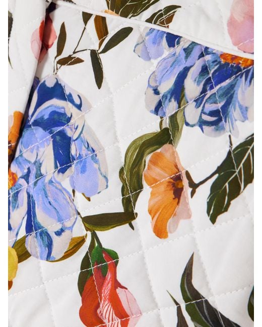 Farm Rio Blue Greek Garden Quilted Floral-Print Lyocell And Cotton-Blend Shorts