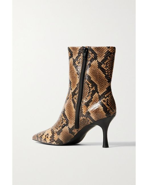 Rag & Bone Brown Brea Snake-Effect Leather Ankle Boots