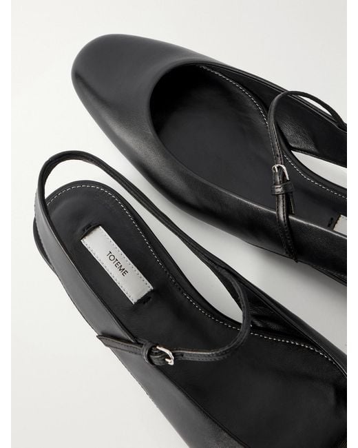 Totême White Leather Mary Jane Slingback Ballet Flats