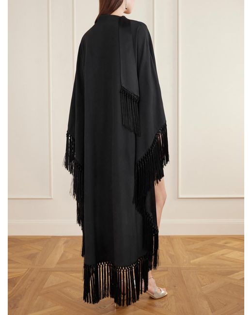 Taller Marmo Black Cecil Fringed Crepe Kaftan
