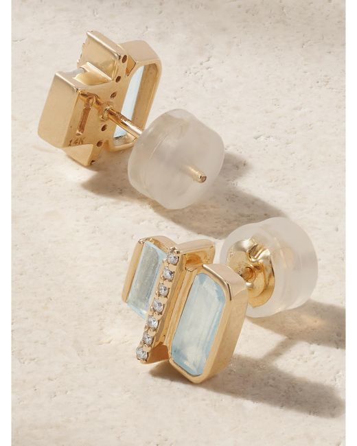 Boucles D'Oreilles En Or 14 Carats (585/1000) Recyclé, Aigues-Marines Et Diamants Cityscape Melissa Joy Manning en coloris Natural