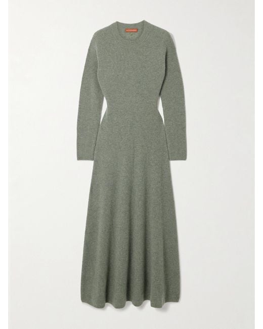 Altuzarra Green Cuddy Maxikleid Aus Geripptem Kaschmir