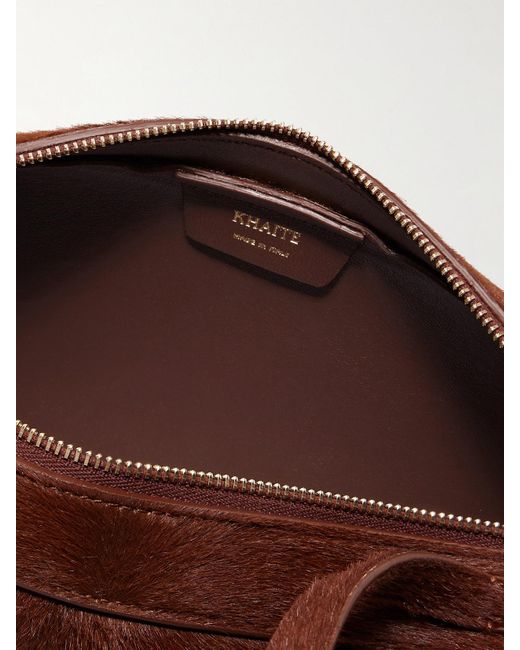 Khaite Brown Simona Leather-Trimmed Calf Hair Shoulder Bag