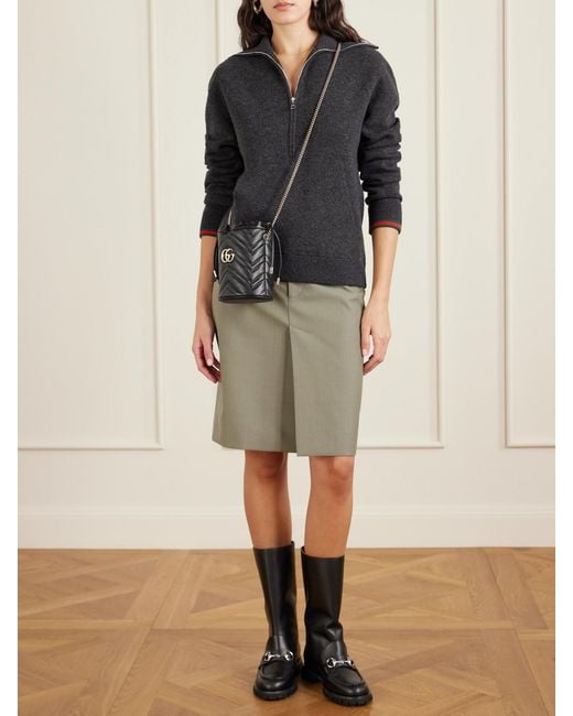 Gucci Black Gg Marmont Mini Matelassé Leather Bucket Bag