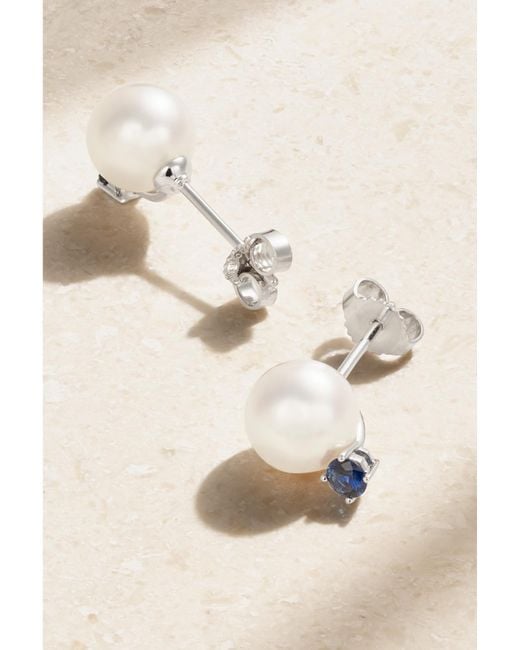Mikimoto Natural 18-Karat, Pearl And Sapphire Earrings
