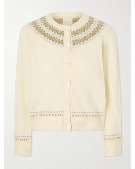 Doen Natural Olympe Jacquard-Knit Wool-Blend Cardigan