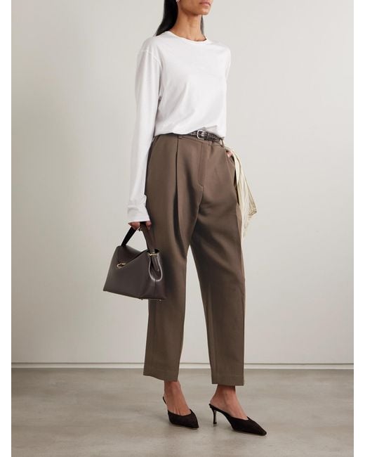 Totême  Brown Pauli Pleated Twill Tapered Pants
