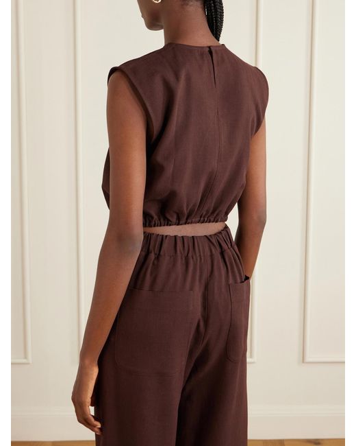 TOVE Brown Andie Cotton-Blend Blouse