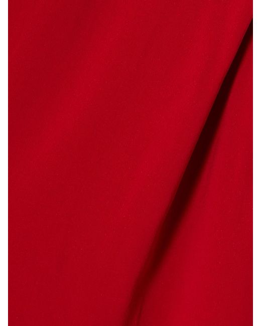 St. Agni Red Plunge Draped Crepe Maxi Dress