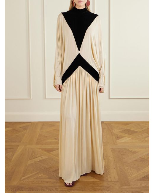 Zimmermann Natural Valiant Deco Batwing Satin-Blend Maxi Dress