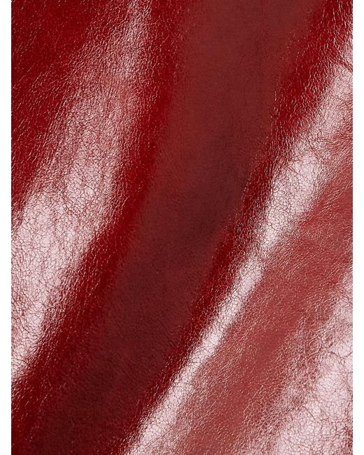 Sportmax Red Paneled Leather Midi Skirt