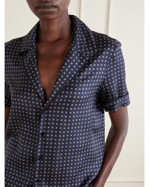 Saint Laurent Blue Printed Silk-Twill Shirt
