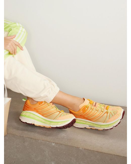 Hoka One One Yellow Stinson Evo Og Rubber-Trimmed Mesh Sneakers