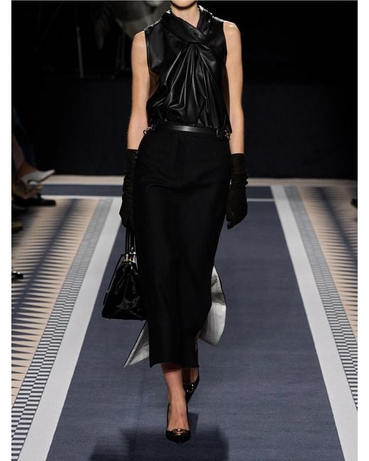 Lanvin Black Asymmetric Wool Skirt