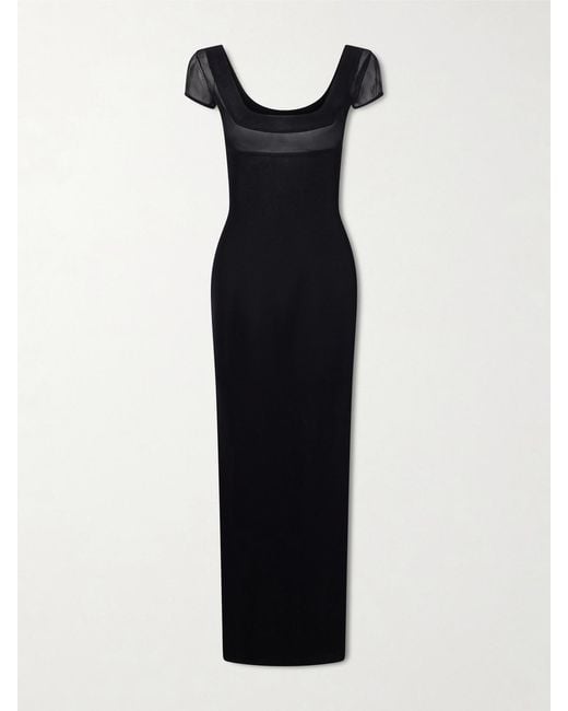 Saint Laurent Blue Knitted Maxi Dress
