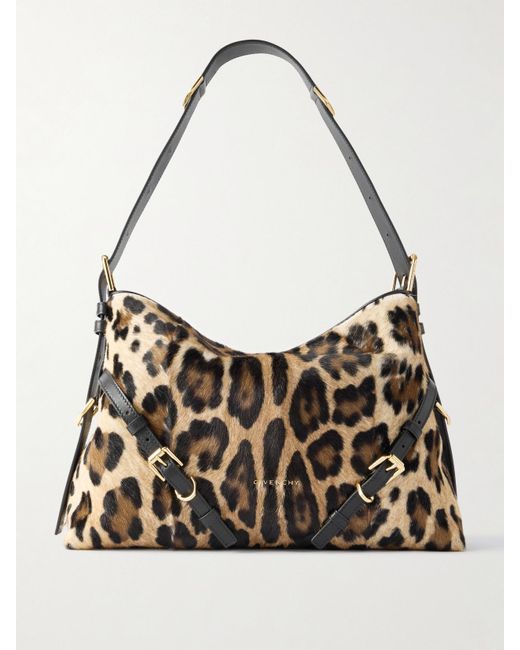 Givenchy Multicolor Voyou Medium Leopard-Print Calf Hair Shoulder Bag
