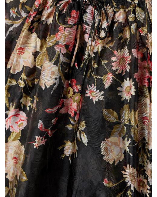 Sea Black Jolie Ruffled Floral-Print Organza Blouse
