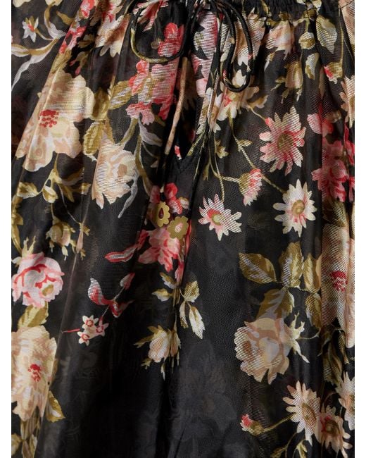 Sea Black Jolie Ruffled Floral-Print Organza Blouse