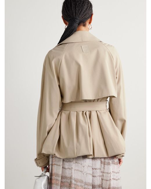 Loewe Natural Double-Breasted Pleated Cotton-Twill Jacket