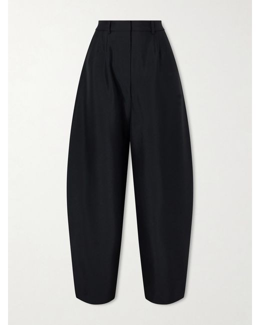 Magda Butrym Blue Pleated Wool And Mohair-Blend Barrel-Leg Pants