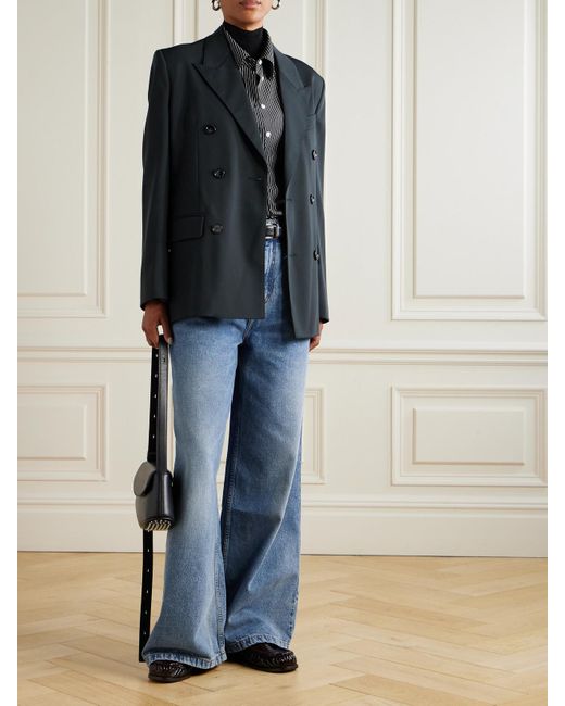 AMI Blue Halbhohe Jeans Mit Weitem Bein