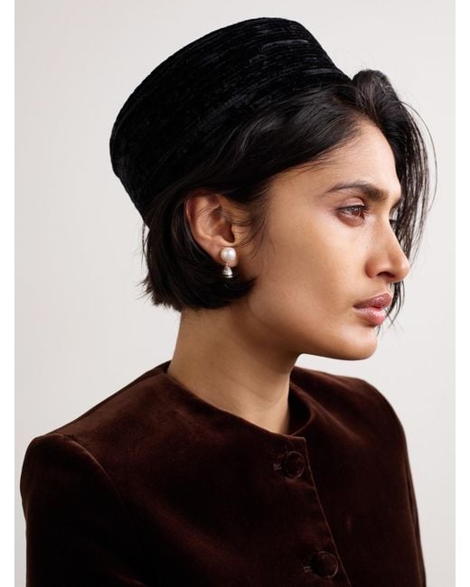 Gigi Burris Millinery Black Lauren Silk-Blend Velvet Pillbox Hat