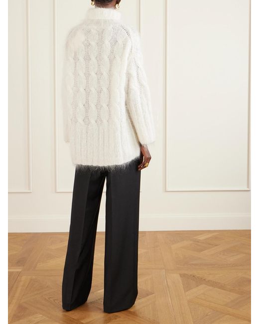 Joseph White Fortin Cable-Knit Mohair-Blend Sweater Turtleneck Sweater