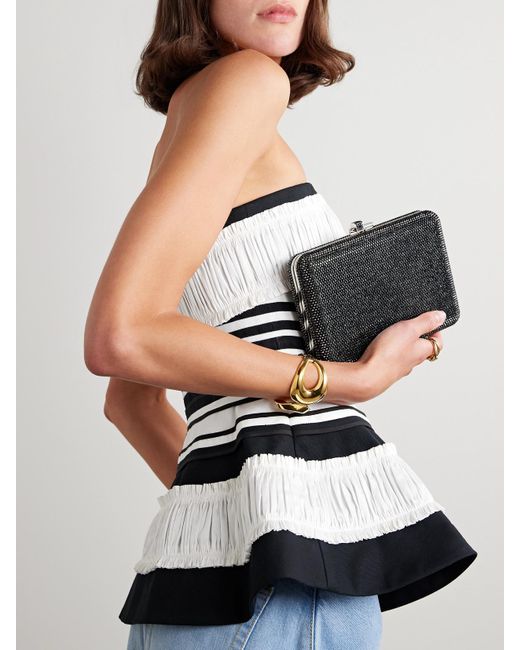 Judith Leiber Black Slim Slide Crystal-Embellished-Tone Clutch