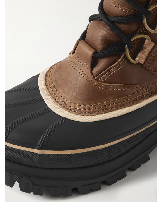 Sorel Brown Caribou Horizon Fleece-Trimmed Gore-Tex Ankle Boots