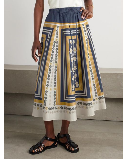 Jupe Midi En Popeline De Coton Imprimée LaDoubleJ en coloris Blue