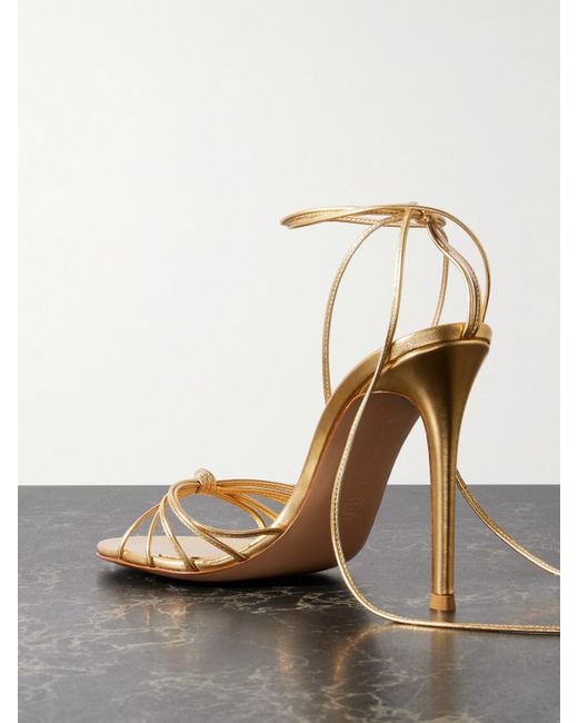 Gianvito Rossi 105 Lace-Up Metallic Leather Sandals