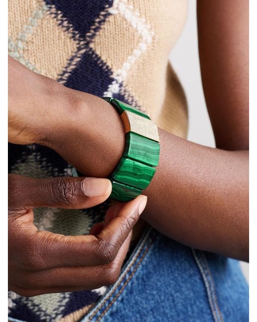 Sydney Evan Green Large Spacer 14-Karat, Malachite And Diamond Bracelet