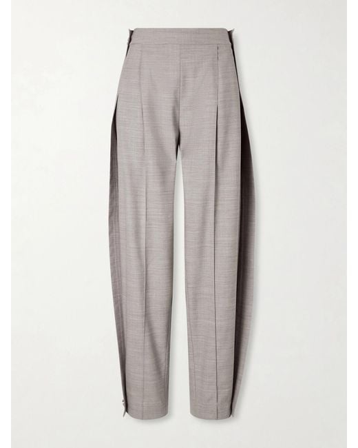 Zimmermann Gray Valiant Barrel Wool Tapered-Leg Pants