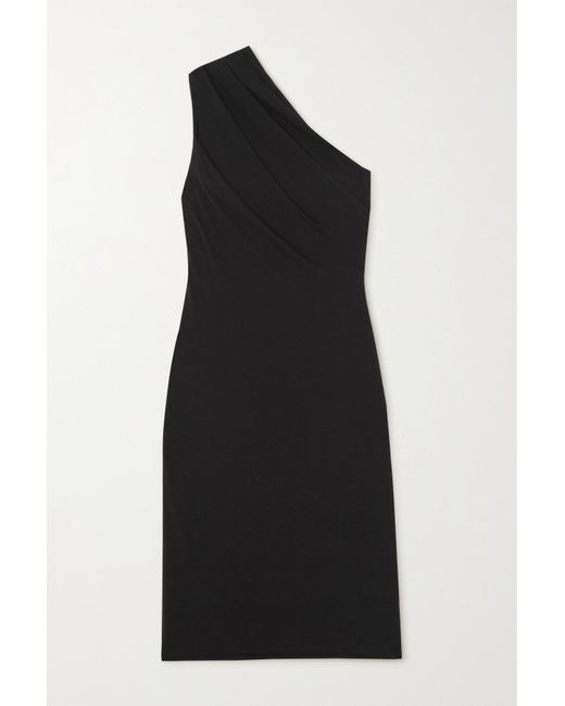 Skin Pleione One-shoulder Stretch-organic Pima Cotton Dress in Black | Lyst