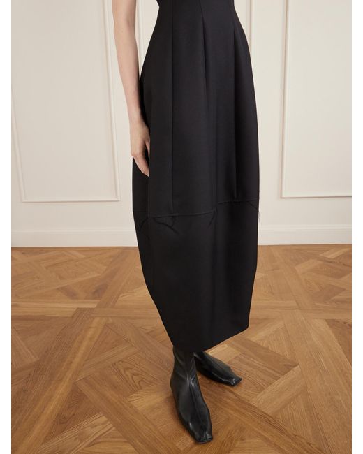 Khaite Blue Stela Wool And Silk-Blend Midi Dress