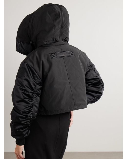 Canada Goose Black Claremont Oversized Cropped Layered Satin And Shell Bomber Jacket