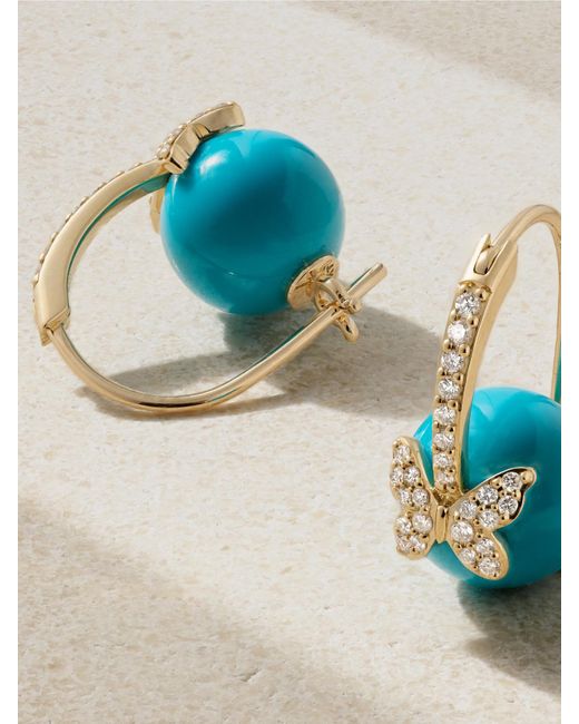 Sydney Evan Blue Butterfly 14-Karat, And Diamond Earrings