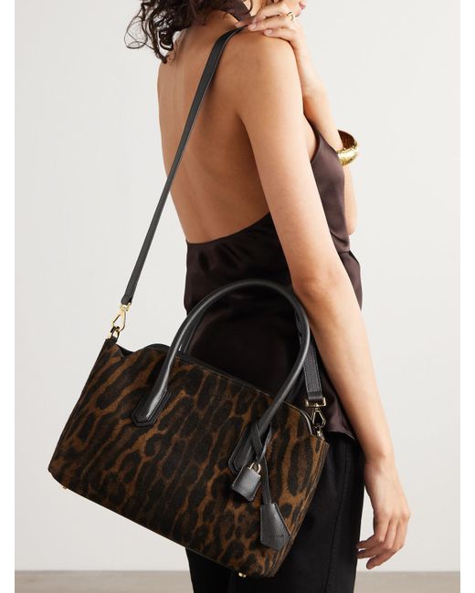 Tom Ford Black Ocelot Mittelgroße Tote Aus Gebürstetem Veloursleder Mit Lederbesätzen Und Ozelot-Muster