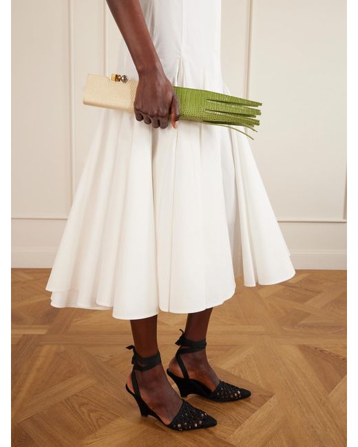 Jacquemus Green Poireau Fringed Textured-Leather Clutch