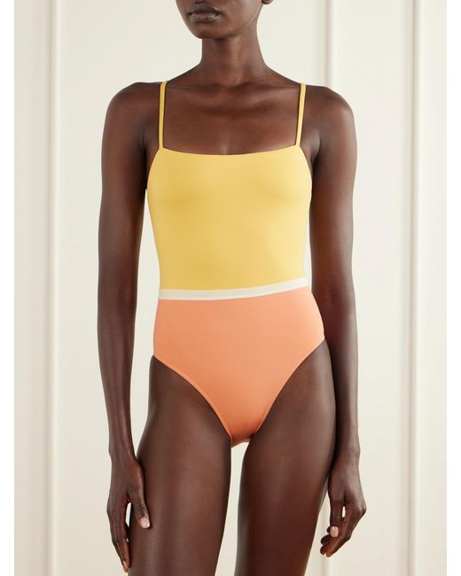 Eres Yellow Granita Color-Block Stretch Swimsuit