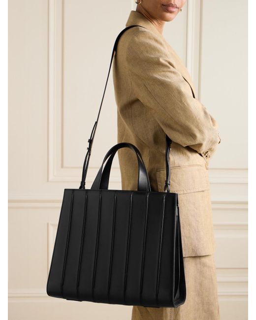 Max Mara Black Whitney Bag 7 Große Tote Aus Leder Mit Falten