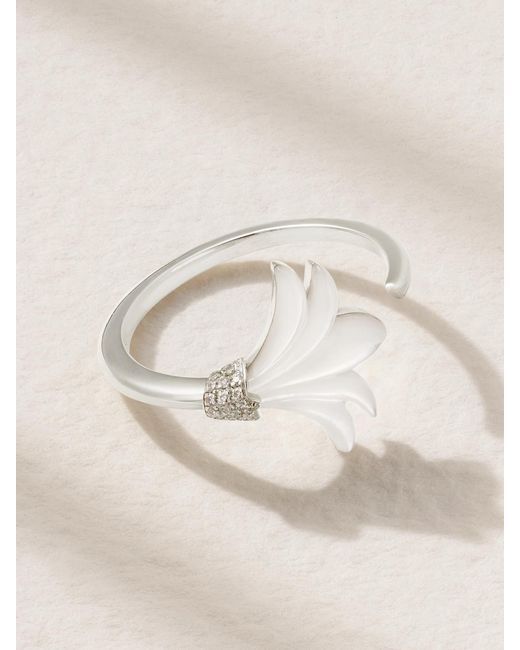 L'Atelier Nawbar Natural Mini Psychedeliah Vine 18-Karat, Mother-Of-Pearl And Diamond Ring