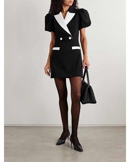 Rebecca Vallance Black Emma Two-Tone Crepe Mini Dress