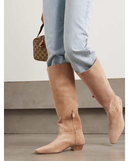 Stuart Weitzman White Stassi Suede Knee Boots