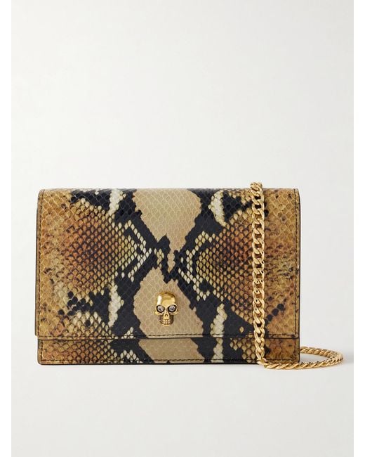 Alexander McQueen Natural Skull Small Snake-Effect Leather Shoulder Bag