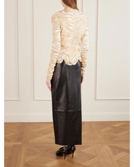 Khaite Natural Rory Ruched Silk Top