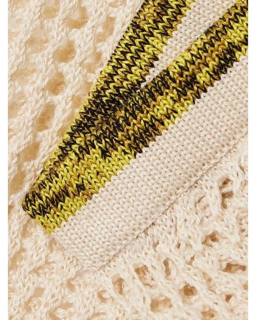 Escvdo Natural Atuq Fringed Open-Knit Cotton Wide-Leg Pants
