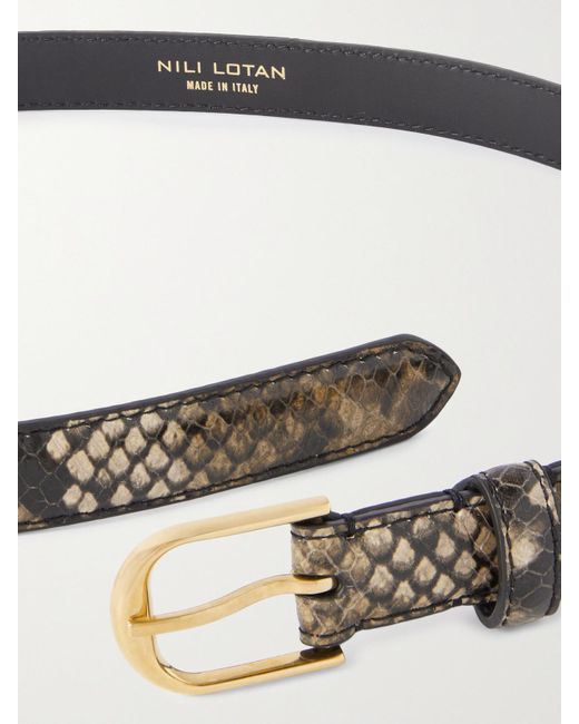 Nili Lotan Brown Jane Snake-Effect Leather Belt