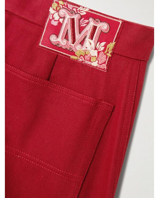 Max Mara Red Ruggero Hose Mit Weitem Bein Aus Baumwoll-Twill